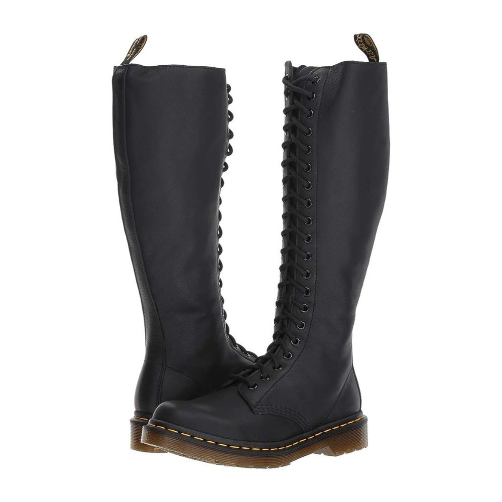 Doc Martens tall lace up black leather boots